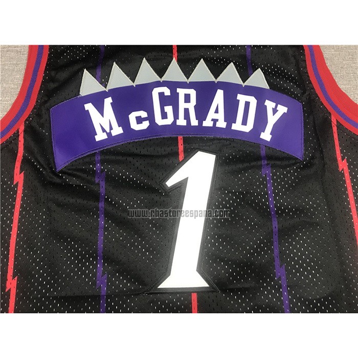 Camiseta Toronto Raptors Tracy Mcgrady NO 1 Mitchell & Ness 1998-99 Negro2